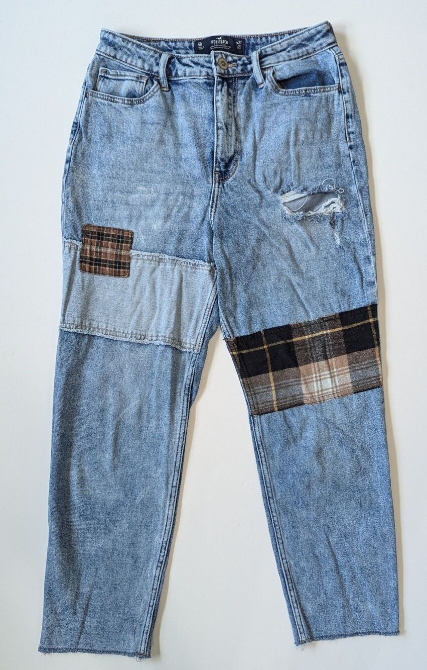 Hollister Size 27 5R Ultra High Rise Mom Jean Patchwork Tapered Retro 90s